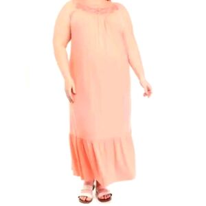 Cupio Ruffle Tiered Maxi Dress Woman Plus 3X Floral Embroidery Blooming Dahalia